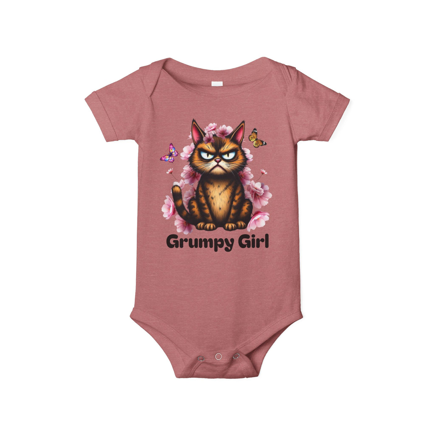 Ka-Ching Grumpy Girl Infant Onesie, Cute Baby Bodysuit.