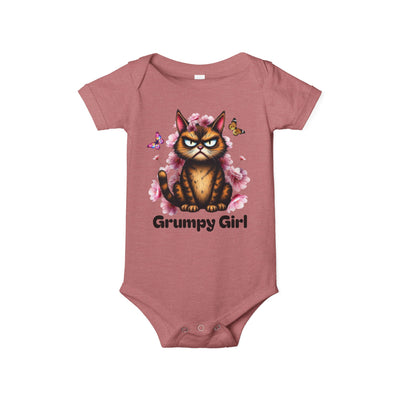 Ka-Ching Grumpy Girl Infant Onesie, Cute Baby Bodysuit.