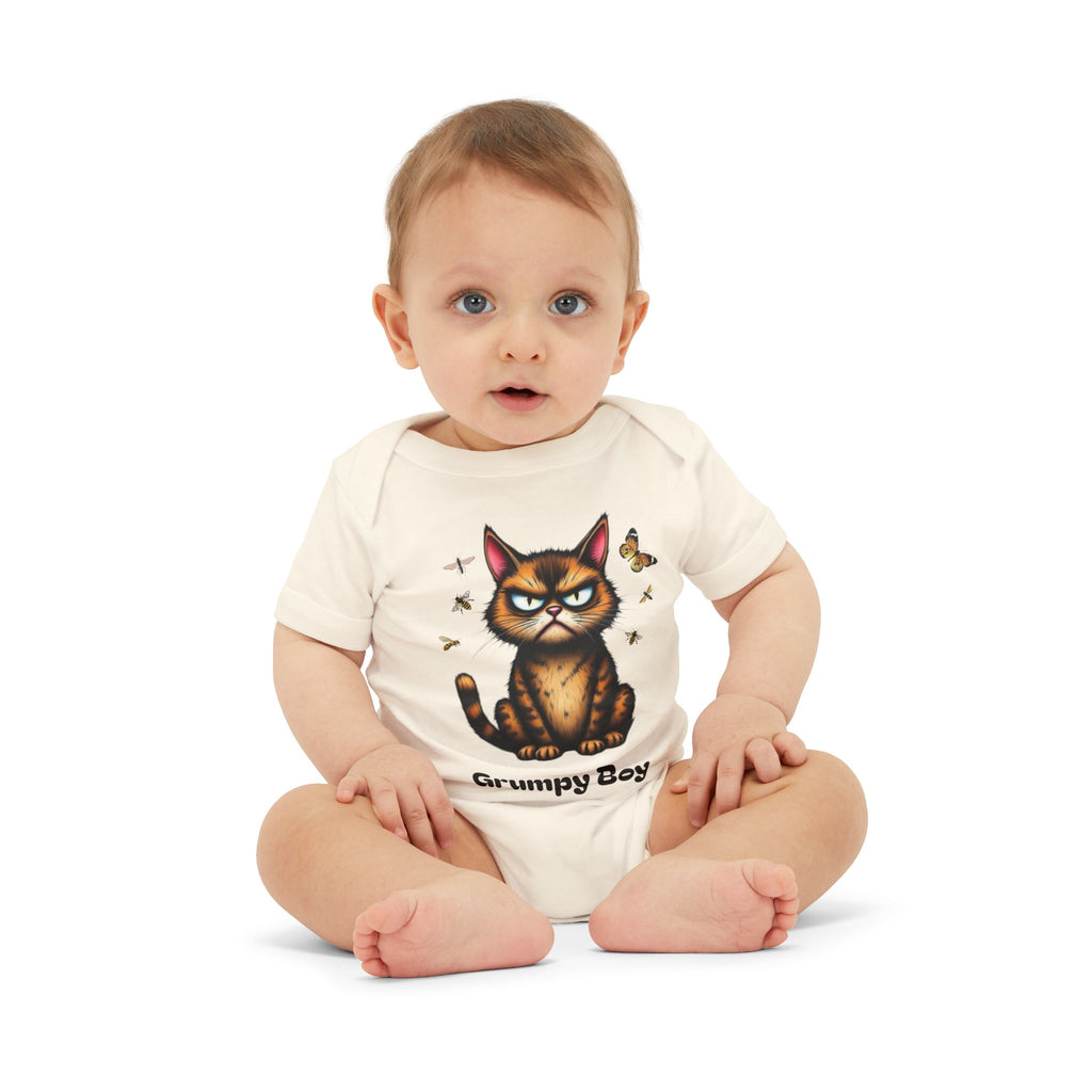 Ka-Ching Grumpy Boy Infant Onesie, Cute Baby Bodysuit.