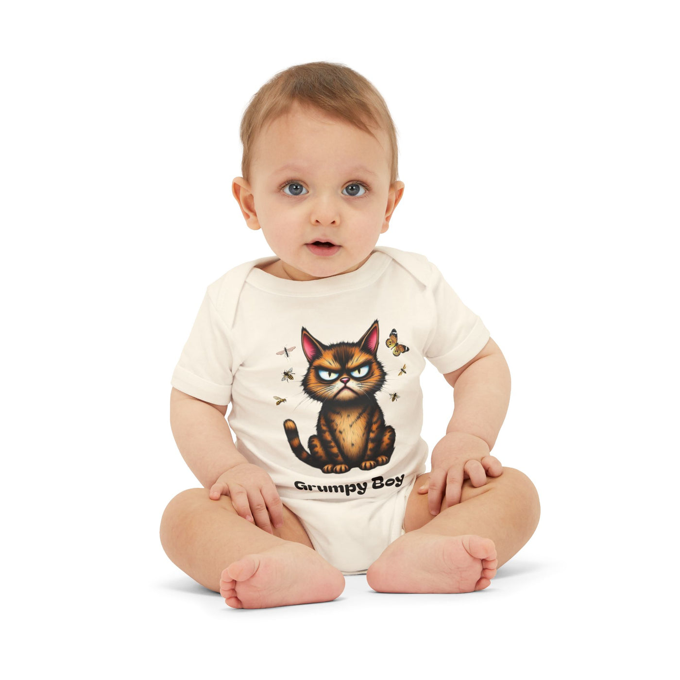 Ka-Ching Grumpy Boy Infant Onesie, Cute Baby Bodysuit.