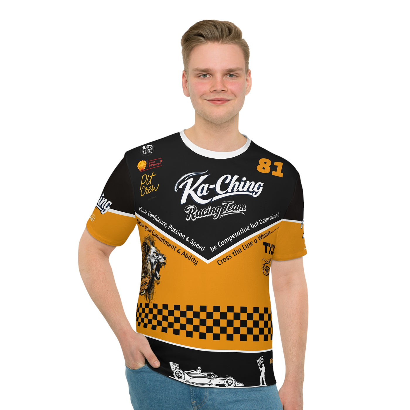 Ka-Ching Racing Team, Motorsports unisex T-Shirt Yellow