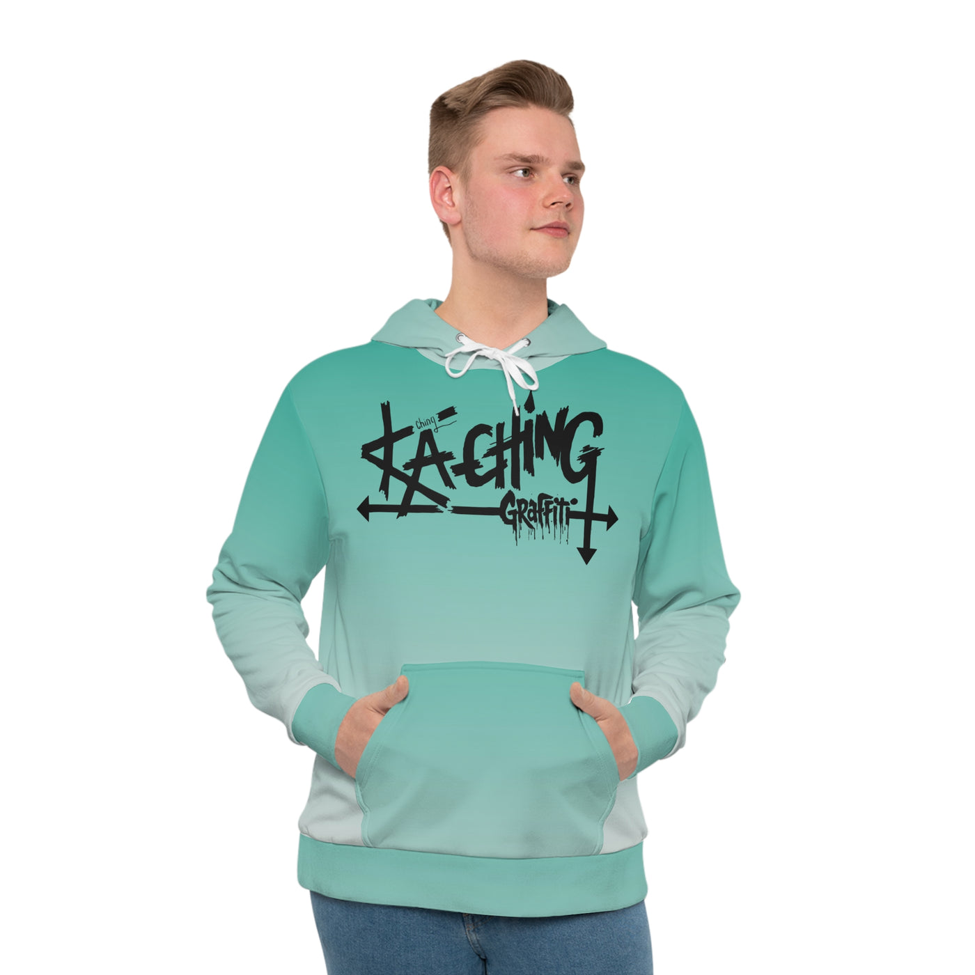 Ka-Ching Graffiti Unisex, Streetwear Sweatshirt, Gift for Artists, Casual Wear, Graphic Hoodie, Stylish White
