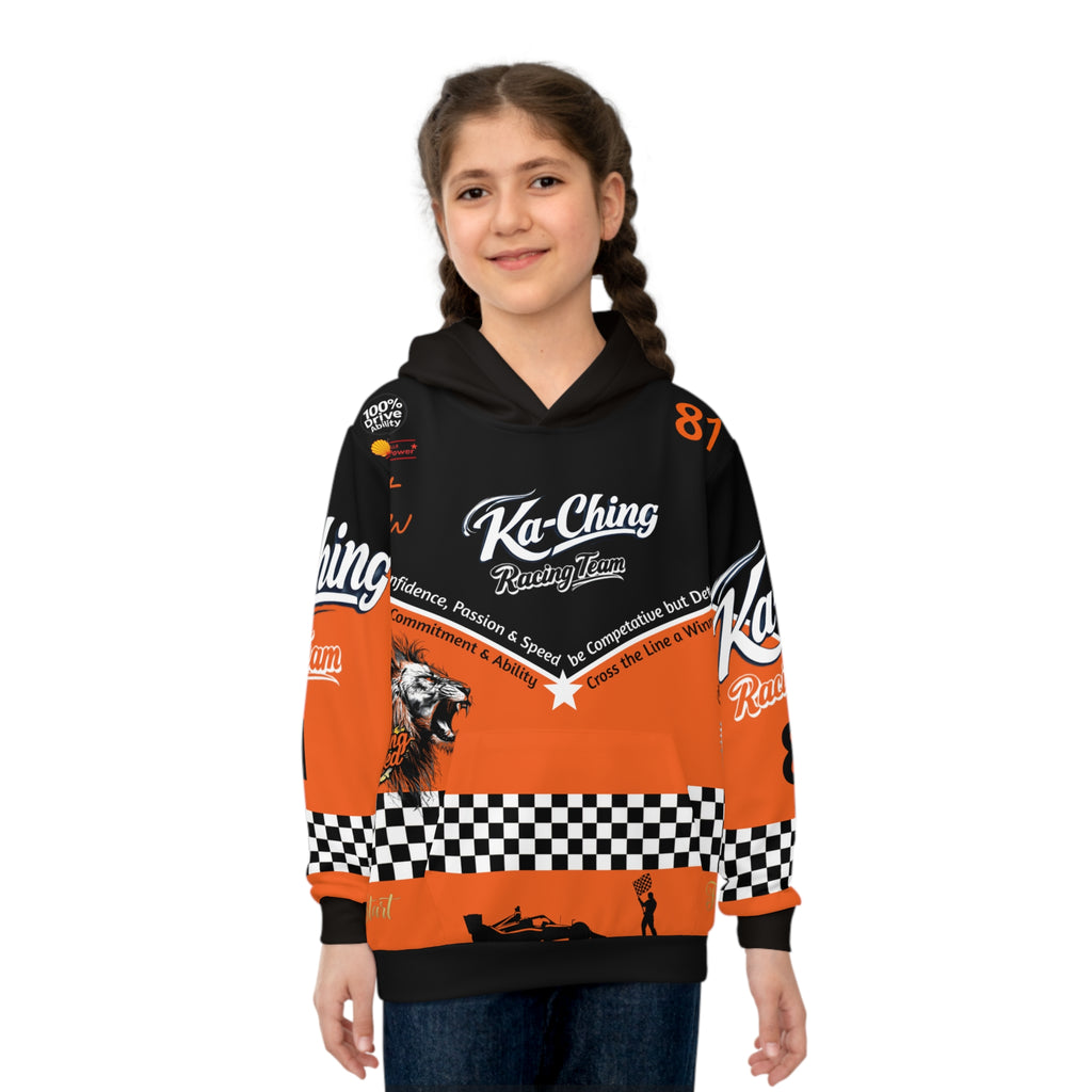 Ka-Ching Racing Kids unisex Motorsport Fans Orange Hoodie