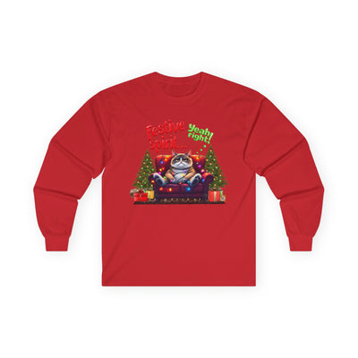 Grumpy Cat's Festive spirit, Unisex Long Sleeve Tee.