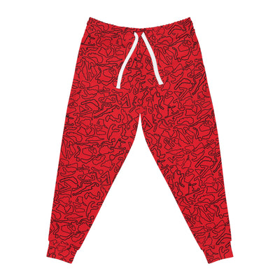 Black Red Track Camo unisex Joggers, Casual Lounge