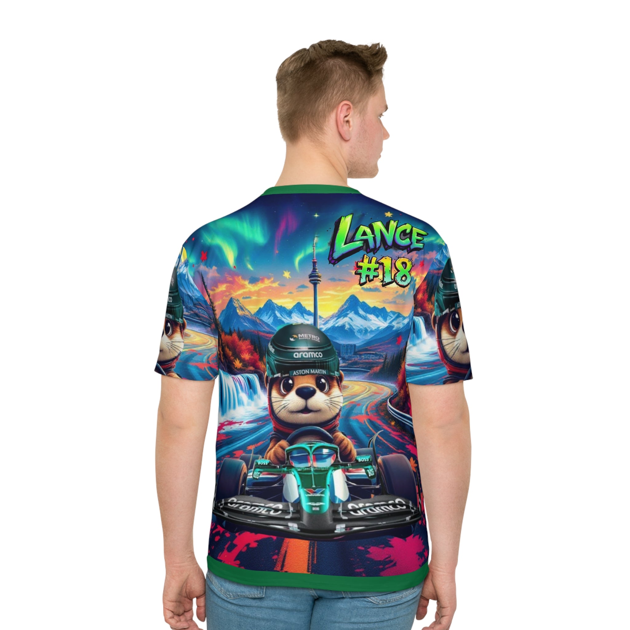 Motorsports unisex Lance  #18 T-Shirt - Colorful Racing Design - Perfect for Motorsport Fans