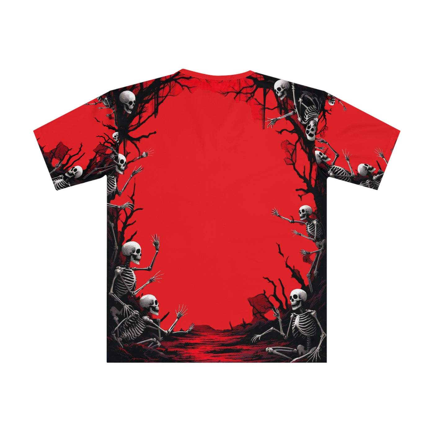 Unisex Skeletons Red Graphic Tee,