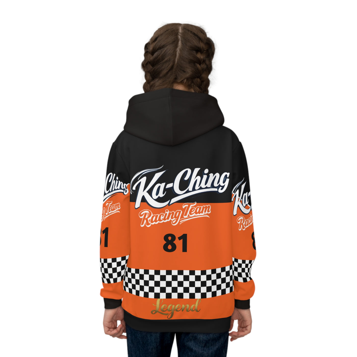 Ka-Ching Racing Kids unisex Motorsport Fans Orange Hoodie