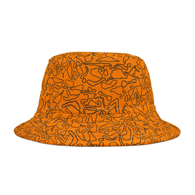 Orange Track Camo Bucket hat, Festival Fashion, Gift for Fashion Lovers, AOP Design