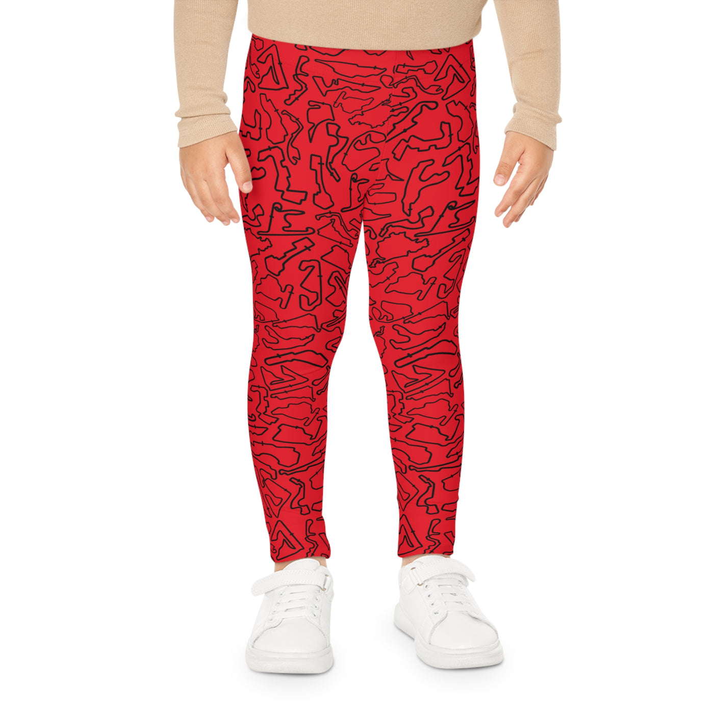 Black Red Track print kids Leggings, Activewear, Fashionable