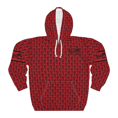 Ka-Ching Graffiti Dark Red Hoodie - Unisex Pullover, Streetwear Fashion, Casualwear, Unique Graphic Sweatshirt, Gift for Creative Souls