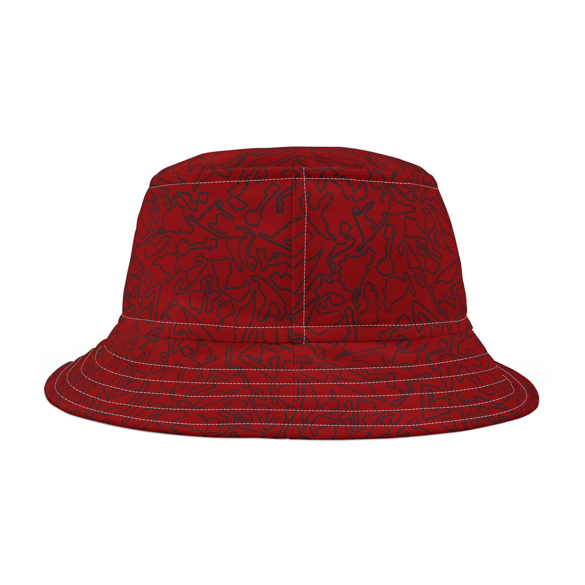 Dark Red Track Camo Bucket hat , Festival Fashion, Gift for Fashion Lovers, AOP Design