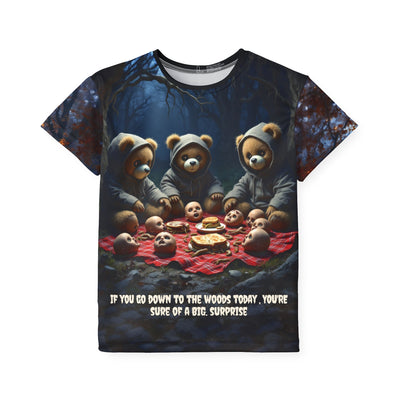 f you dare go down to the woods today unisex kid Tee