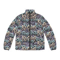 Ka-Ching Mauve Teal Tan graffiti designer print Puffer Jacket limited edition