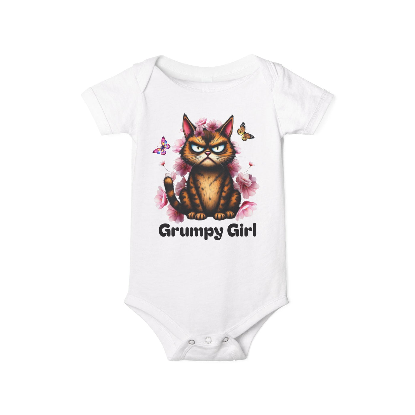 Ka-Ching Grumpy Girl Infant Onesie, Cute Baby Bodysuit.