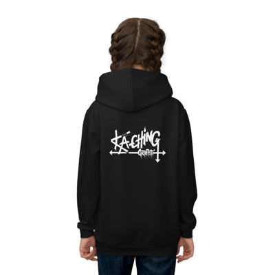 Ka-Ching Graffiti Children's Hoodie, Playful Kids Sweatshirt, Stylish Hoodie, Trendy Youth Apparel, Perfect for Gift, Black Style
