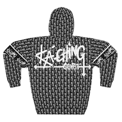 Ka-Ching Graffiti Black Hoodie - Unisex Pullover, Streetwear Fashion, Casualwear, Unique Graphic Sweatshirt, Gift for Creative Souls