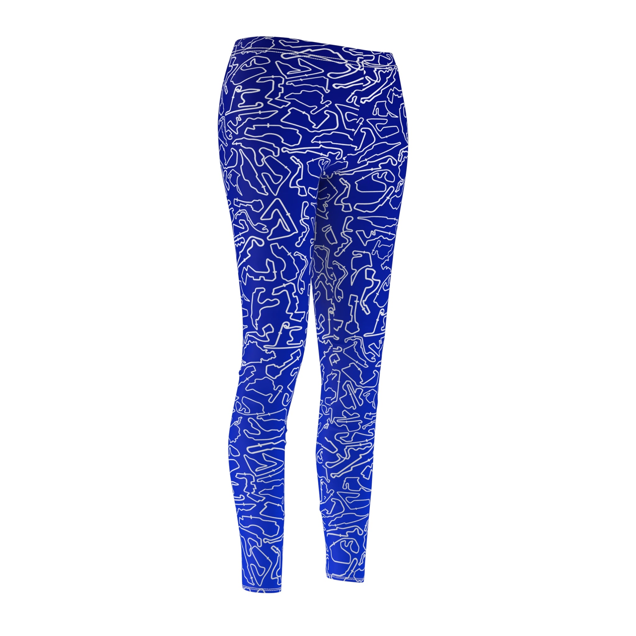 White Blue Track Casual Leggings