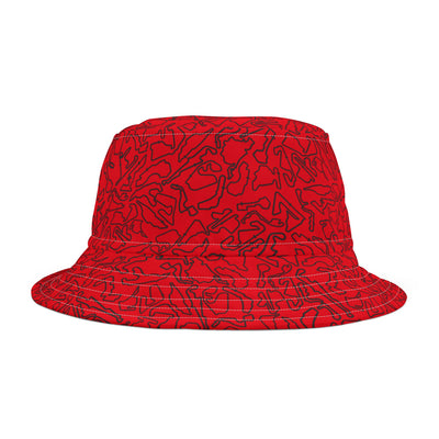 Red Track Camo bucket hat , Festival Fashion, Gift for Fashion Lovers, AOP Design
