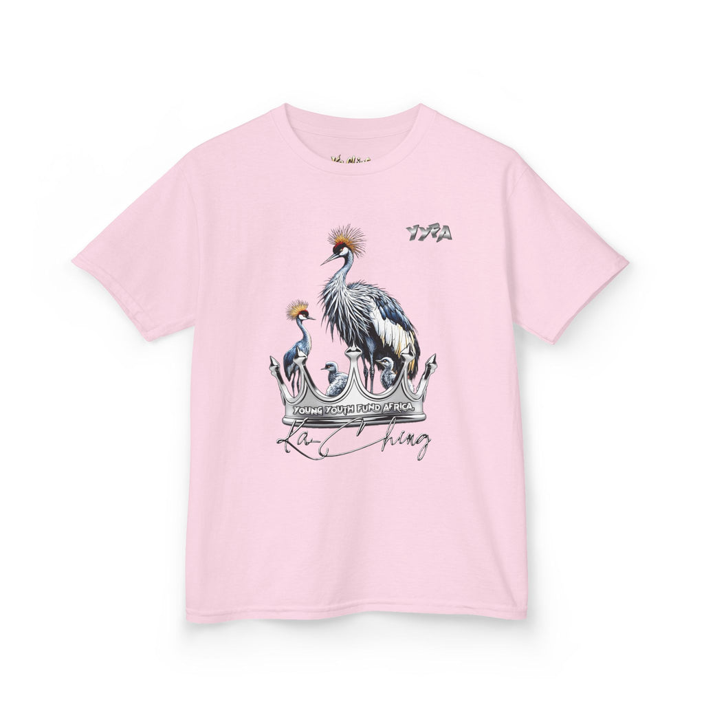 YYFA Kids T-Shirt — Crowned Crested Cranes Graphic Tee ("Rare King")