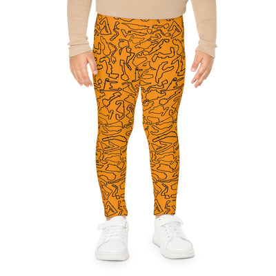 Black Orange Track print kids Leggings, Activewear, Fashionable