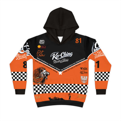 Ka-Ching Racing Kids unisex Motorsport Fans Orange Hoodie