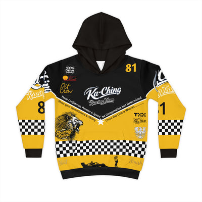 Ka-Ching Racing Kids unisex Motorsport Fans Yellow Hoodie