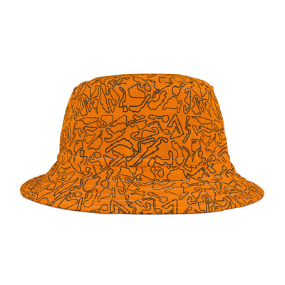 Orange Track Camo Bucket hat, Festival Fashion, Gift for Fashion Lovers, AOP Design