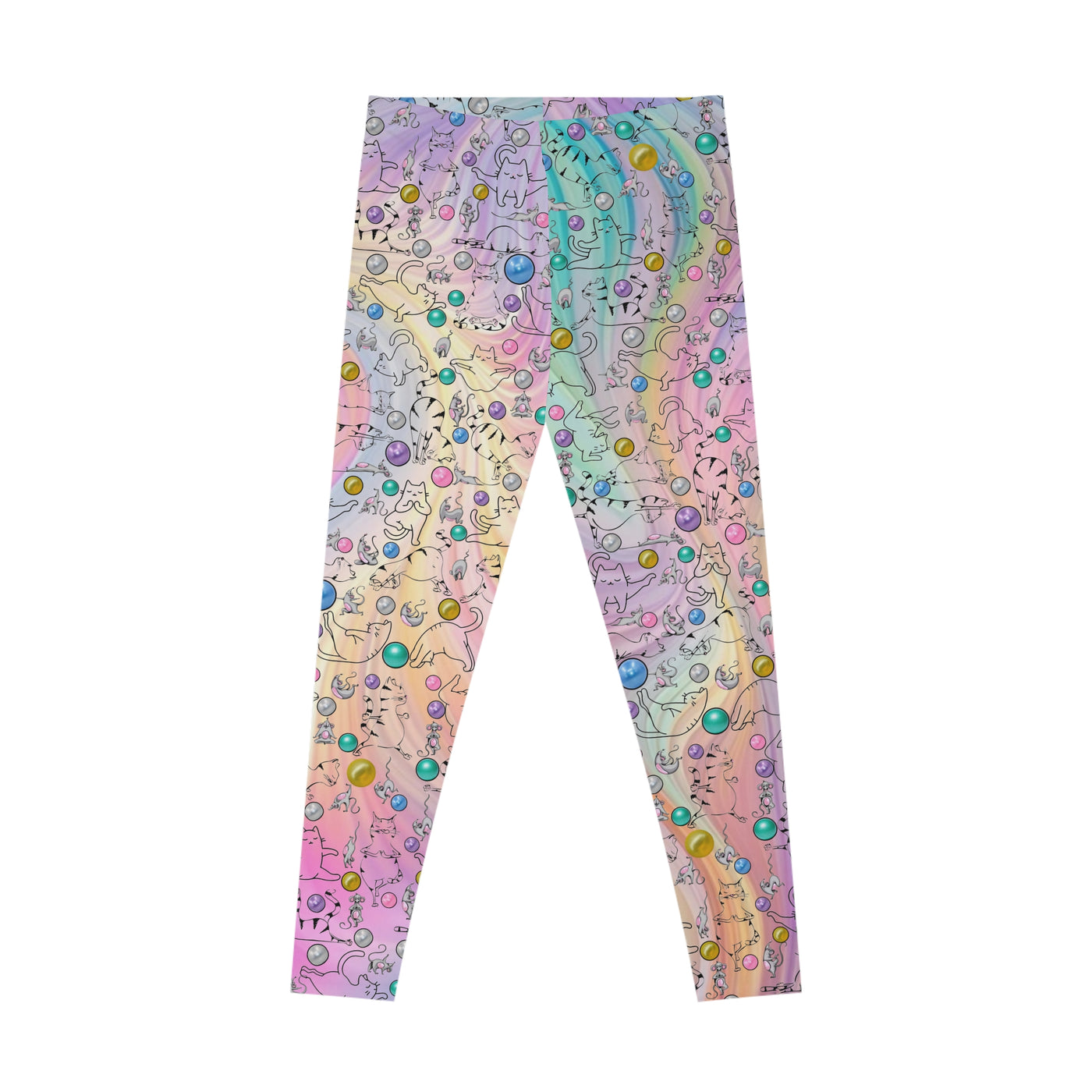 Playful Cat Print Stretchy Pilates/Yoga pants for a Comfortable & Fun exercise session. Multi