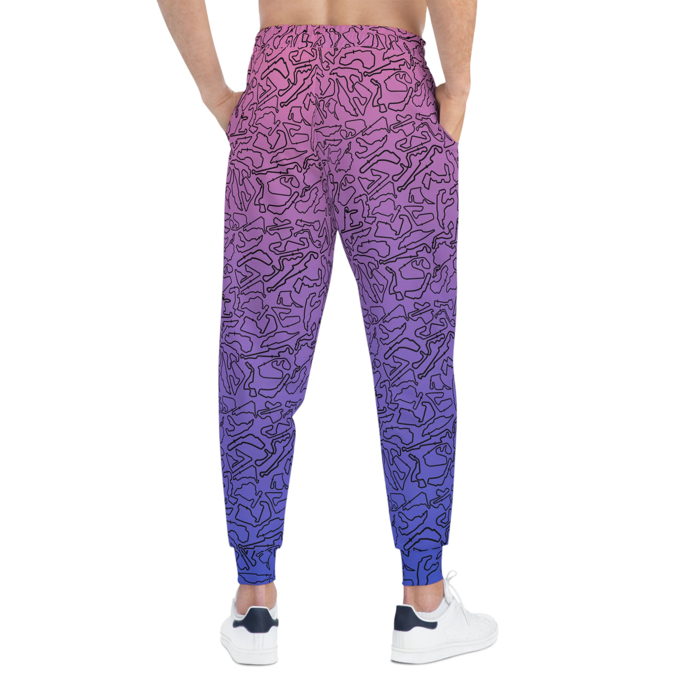 Black pink/Blue Track Camo unisex Joggers, Casual Lounge