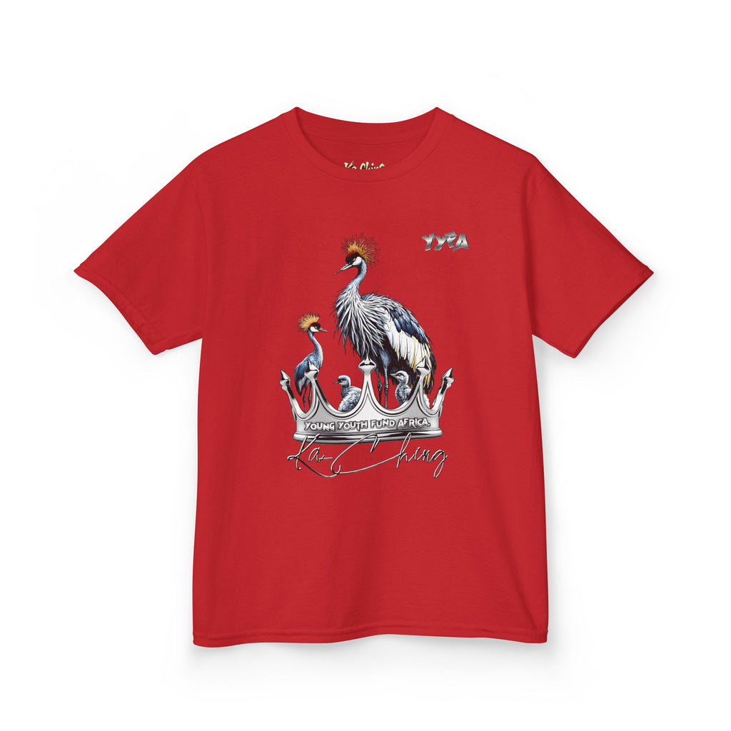 YYFA Kids T-Shirt — Crowned Crested Cranes Graphic Tee ("Rare King")