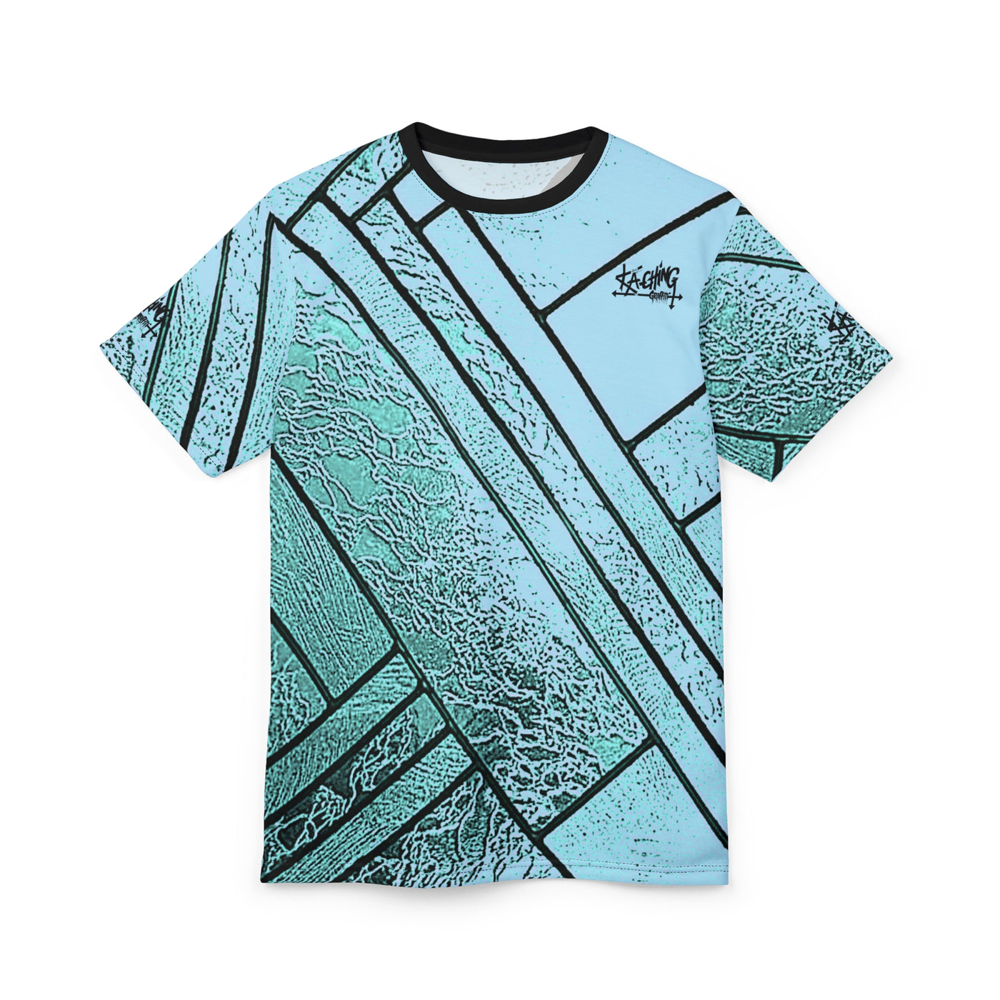 Metallic Glass stainglass Unisex Tee Aqua