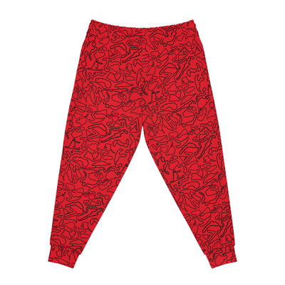 Black Red Track Camo unisex Joggers, Casual Lounge