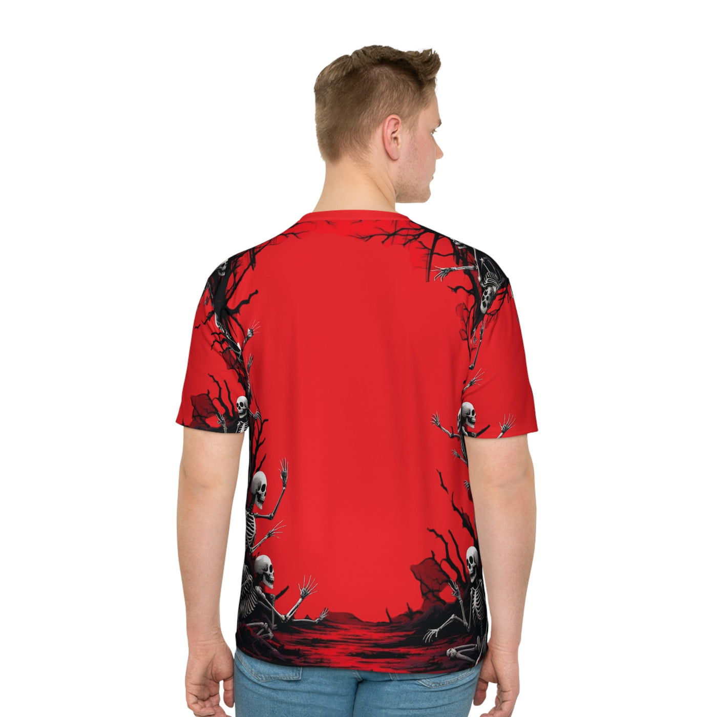 Unisex Skeletons Red Graphic Tee,