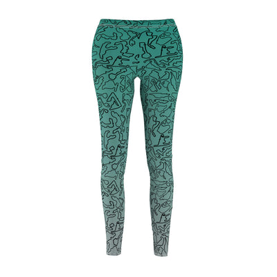 Black teal silver Track Casual Leggings
