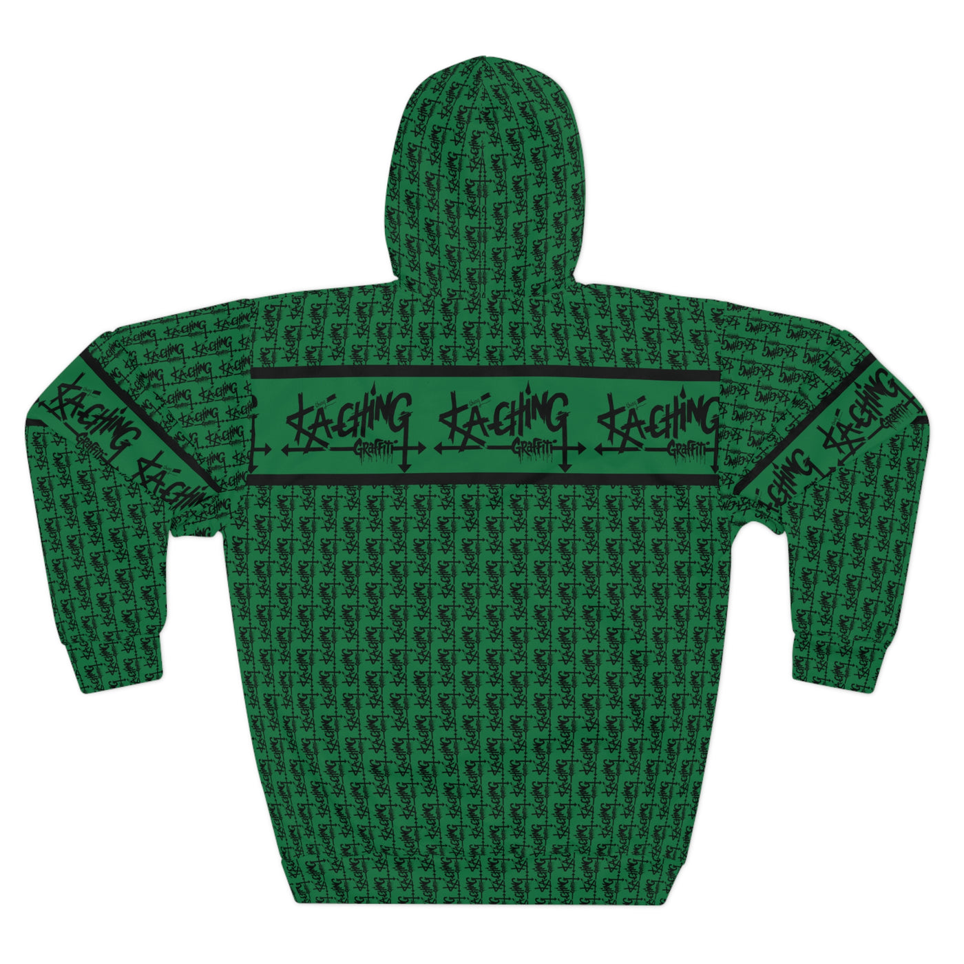 Ka-Ching Graffiti Green Hoodie - Unisex Pullover, Streetwear Fashion, Casualwear, Unique Graphic Sweatshirt, Gift for Creative Souls