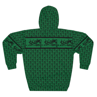 Ka-Ching Graffiti Green Hoodie - Unisex Pullover, Streetwear Fashion, Casualwear, Unique Graphic Sweatshirt, Gift for Creative Souls