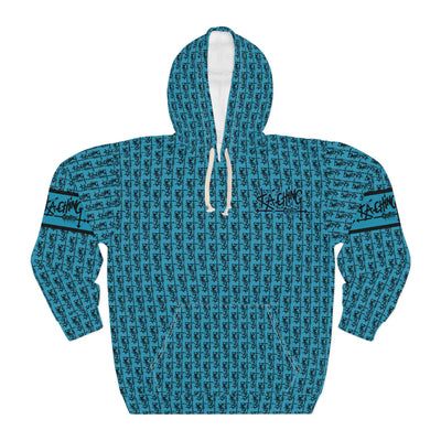 Ka-Ching Graffiti Aqua Hoodie - Unisex Pullover, Streetwear Fashion, Casualwear, Unique Graphic Sweatshirt, Gift for Creative Souls