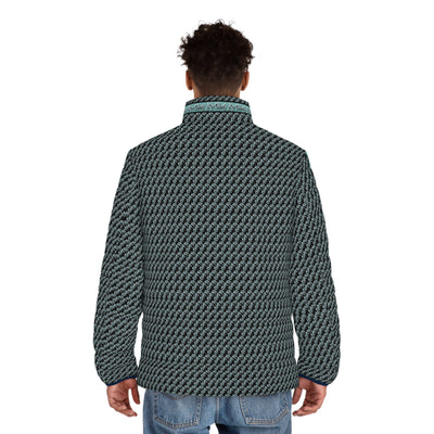 Ka-Ching Teal designer print Puffer Jacket limited edition