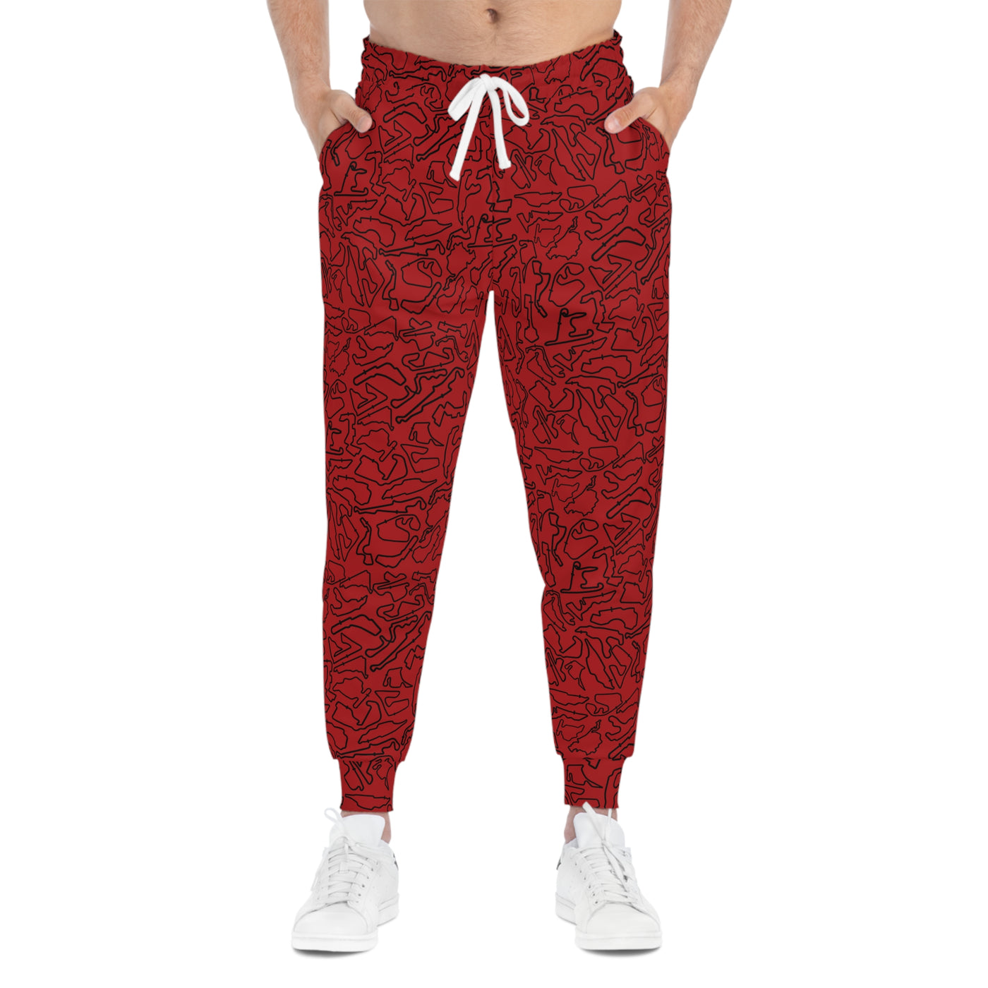 Black Dark red Track Camo unisex Joggers, Casual Lounge