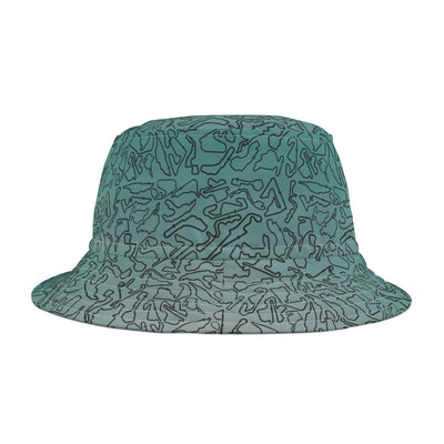 Teal grey Track Camo bucket hat , Festival Fashion, Gift for Fashion Lovers, AOP Design