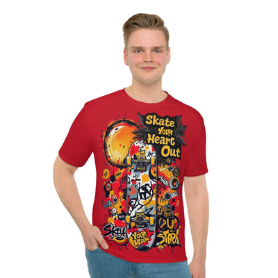 Skate Your Heart Out, Unisex Graphic Tee, Red