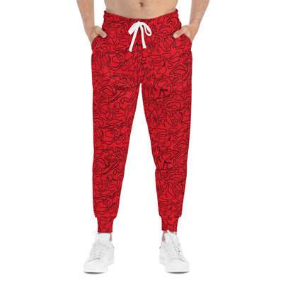 Black Red Track Camo unisex Joggers, Casual Lounge