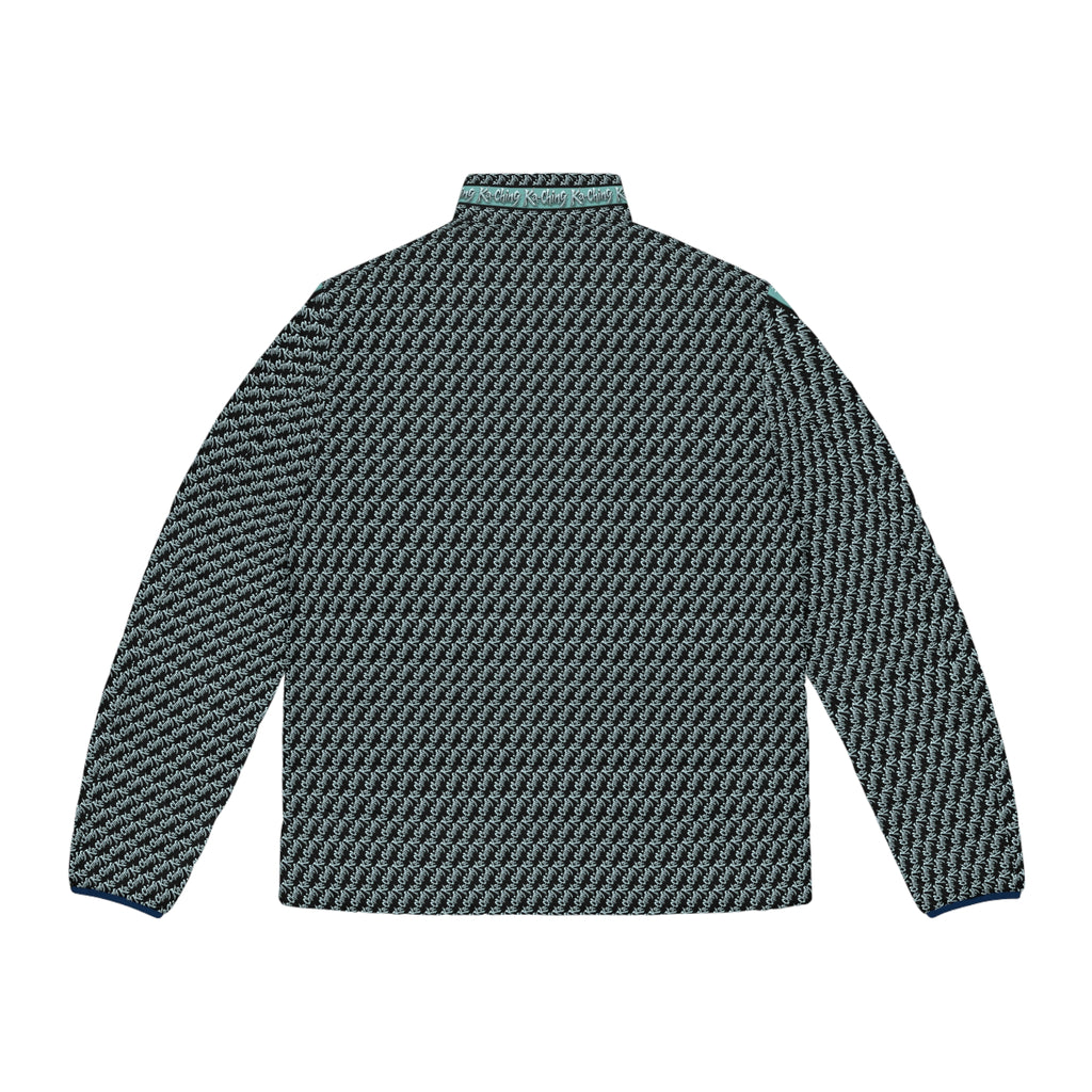 Ka-Ching Teal designer print Puffer Jacket limited edition
