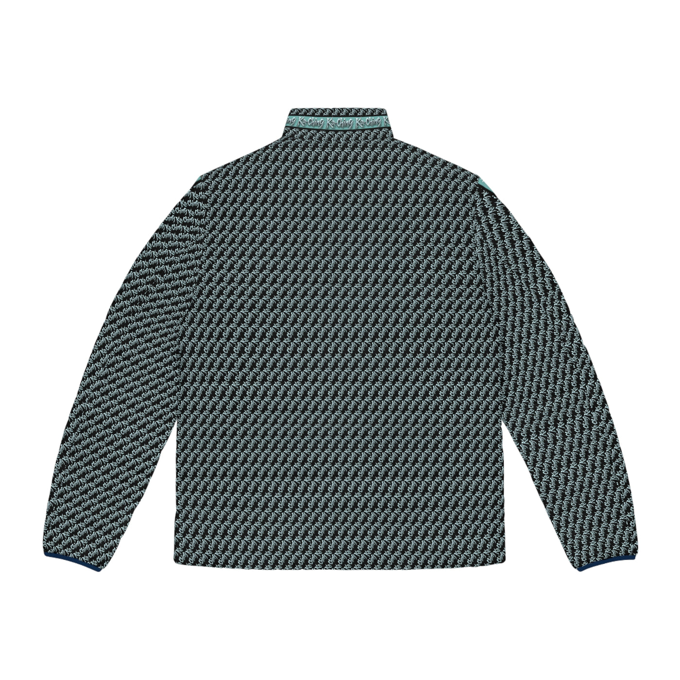 Ka-Ching Teal designer print Puffer Jacket limited edition
