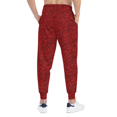 Black Dark red Track Camo unisex Joggers, Casual Lounge