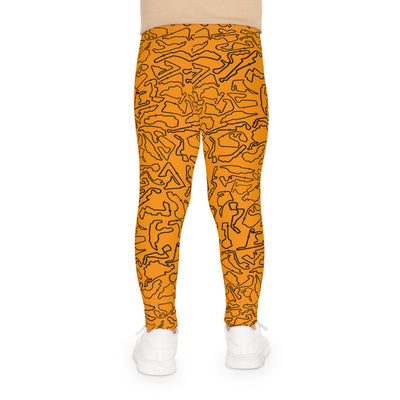 Black Orange Track print kids Leggings, Activewear, Fashionable