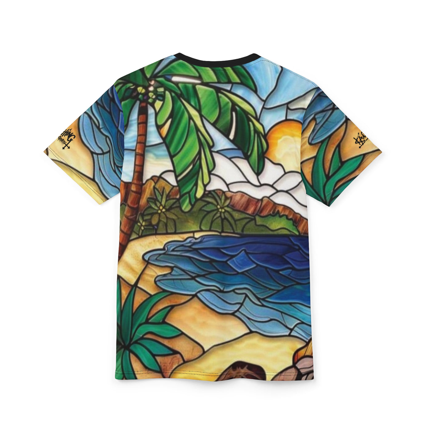 Tropical Glass stainglass Unisex Tee Aqua