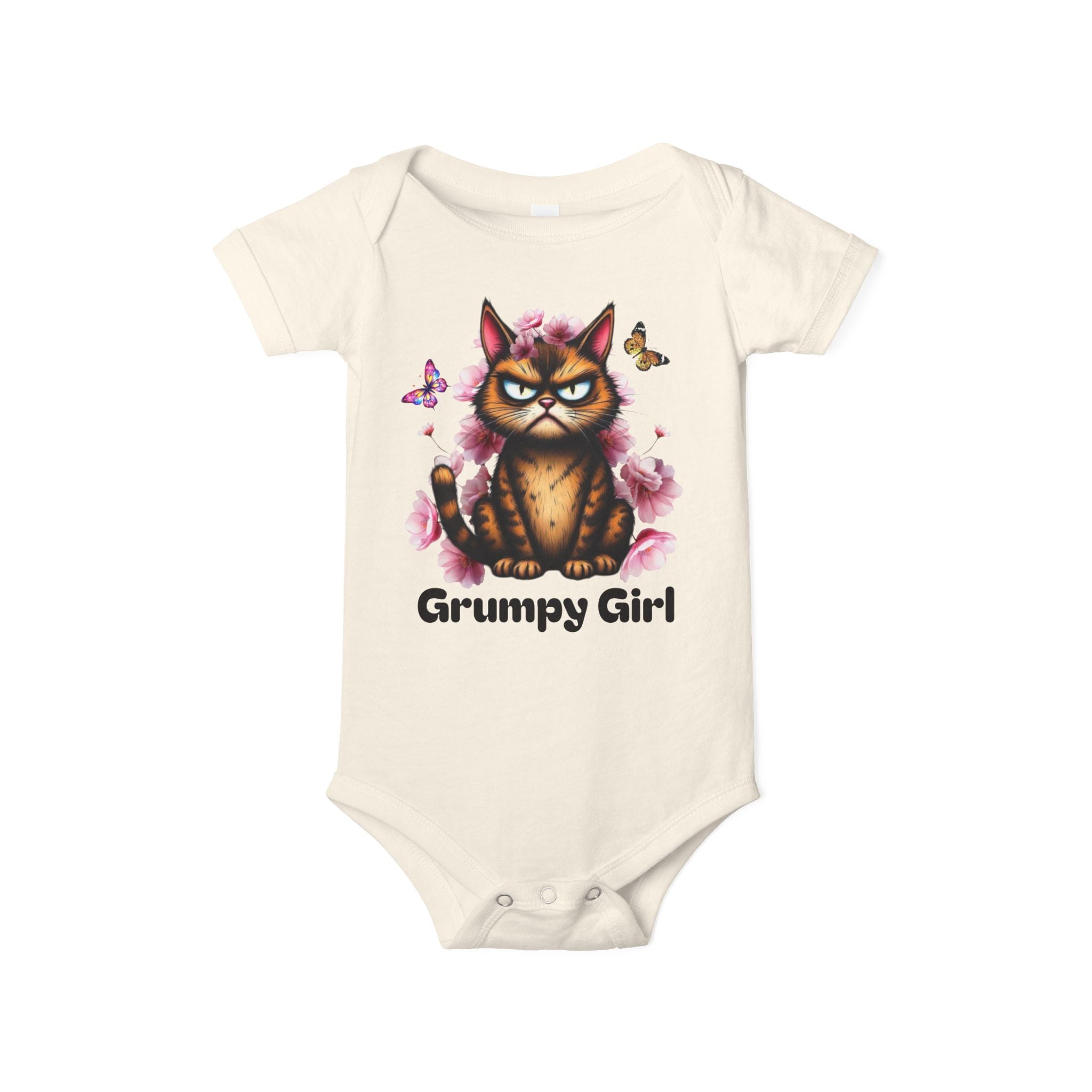 Ka-Ching Grumpy Girl Infant Onesie, Cute Baby Bodysuit.