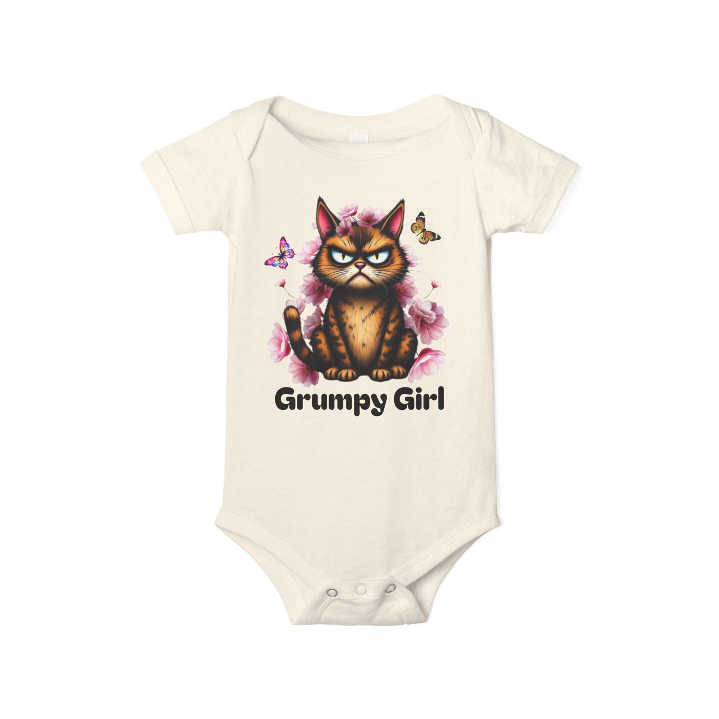 Ka-Ching Grumpy Girl Infant Onesie, Cute Baby Bodysuit.